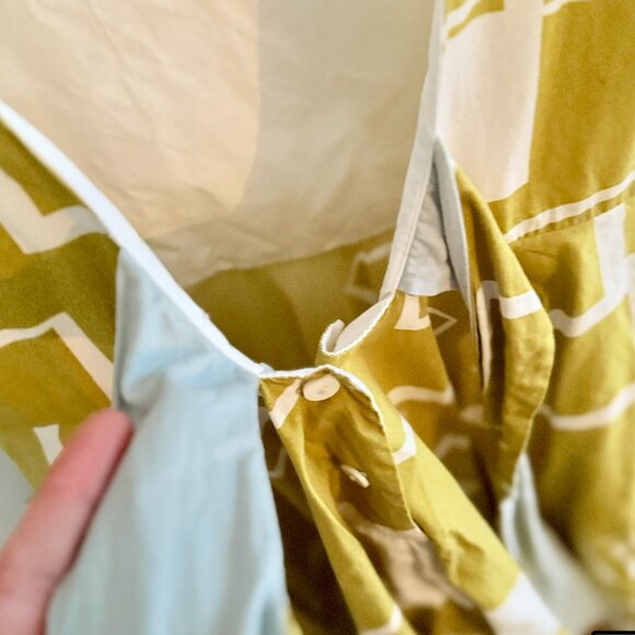 Green Motoreta Child's Dress, "Vega Dress Green & White Geometric Print" - Picture 4 of 8